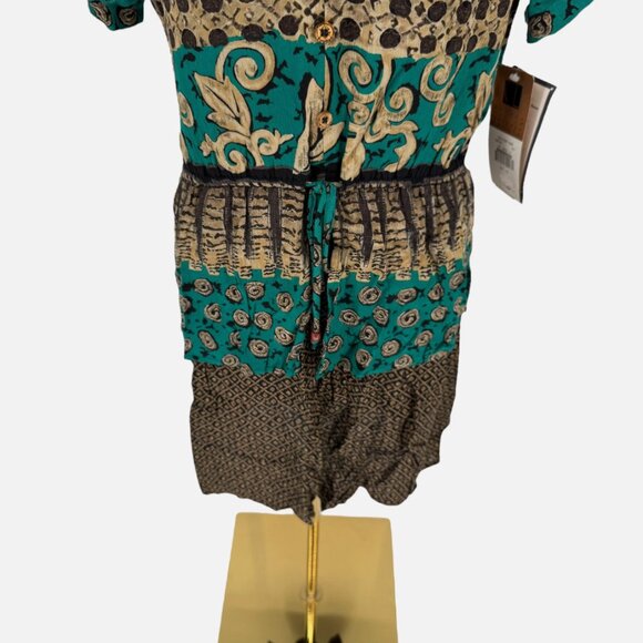 VTG Carole Little 10 Petite View Point Panel Print Tie Front Short Sleeve Dress - Picture 6 of 15